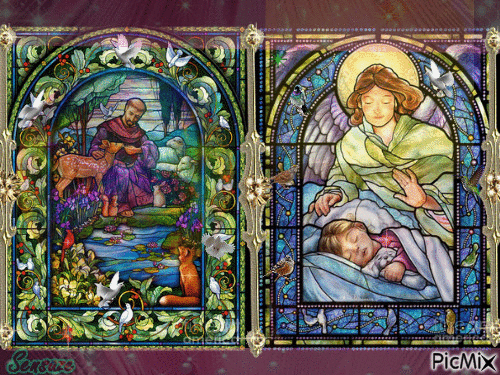 Religious stained- glass windows - Zdarma animovaný GIF