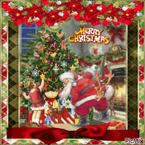 Child with Santa Claus - Free animated GIF