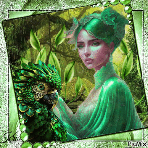 Femme fantaisie en vert - Δωρεάν κινούμενο GIF