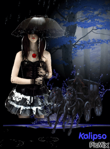 Gothic girl in the rain - GIF animado gratis