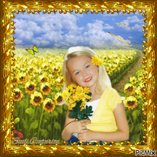 Retrato de uma menina de olhos verdes - Безплатен анимиран GIF