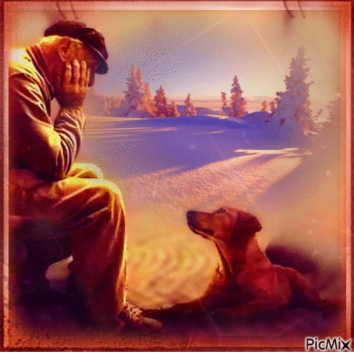 Homen e seu cão - Ingyenes animált GIF