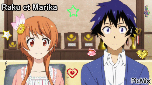 Giff Nisekoi Raku et Marika créé par moi - Besplatni animirani GIF