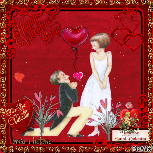 Saint Valentin - Vintage rouge - Animovaný GIF zadarmo