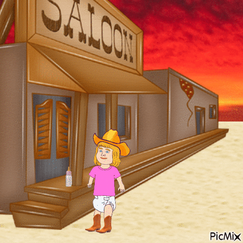 Baby and saloon - Darmowy animowany GIF