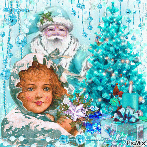 Vintage Christmas/turquoise/contest - Бесплатный анимированный гифка