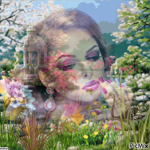 the female face and the landscape - gratis png