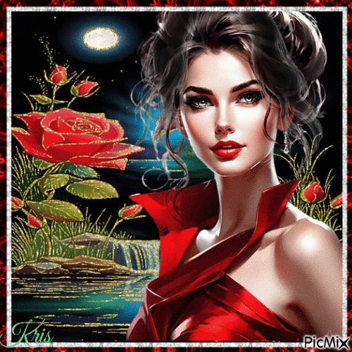 femme couleur rouge et noir🎄⛄❤️ - Безплатен анимиран GIF