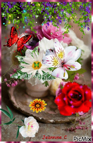 bouquet de fleurs - Zdarma animovaný GIF