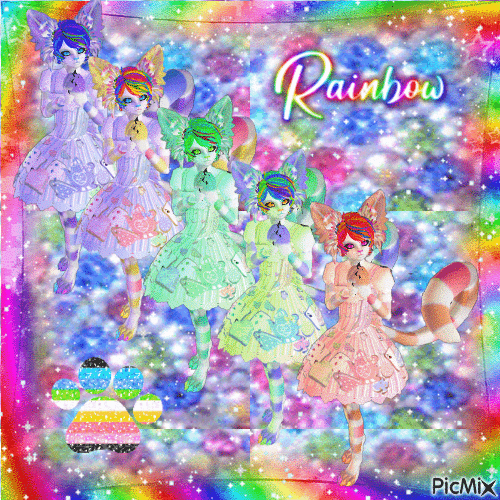 🌈 Rainbow catboy 🐈 - Darmowy animowany GIF