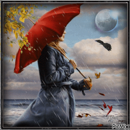 a person with umbrella - 免费动画 GIF