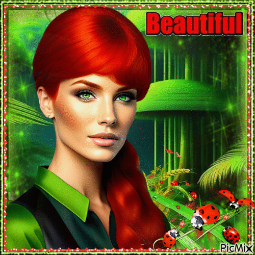 Portrait of red-haired beauty - Безплатен анимиран GIF