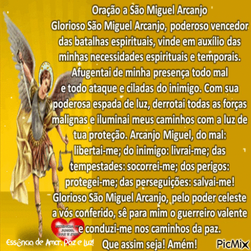 Oração a São Miguel Arcanjo - GIF animado gratis