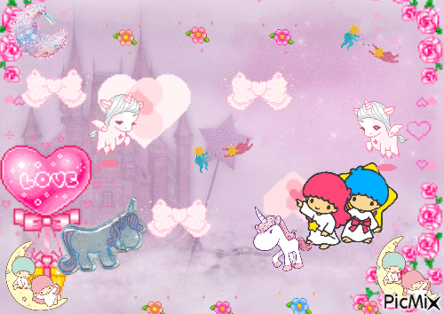 Little Twin Stars (Sanrio) computer wallpaper - Gratis animerad GIF