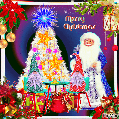 Merry Christmas (Santa & Gnomes) - Darmowy animowany GIF