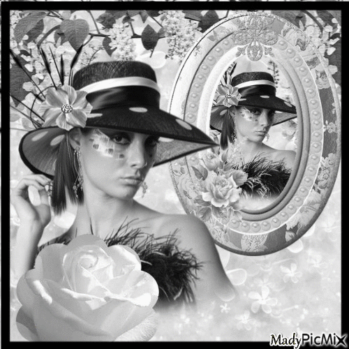 Femme glamour avec chapeau - Безплатен анимиран GIF