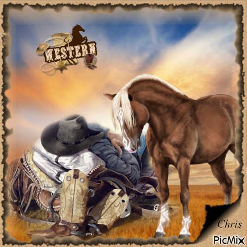 Le repos du cowboy et de son cheval - png grátis