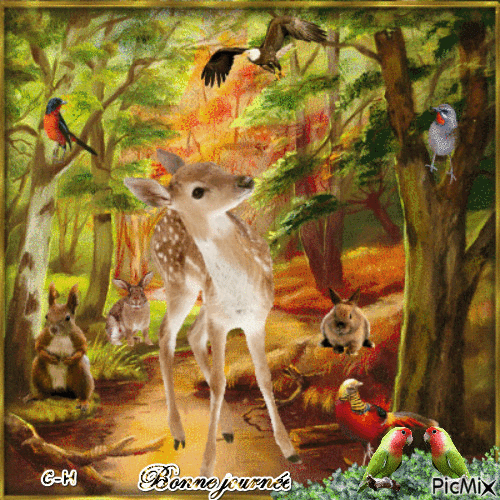 les animaux de la forêt - Бесплатный анимированный гифка