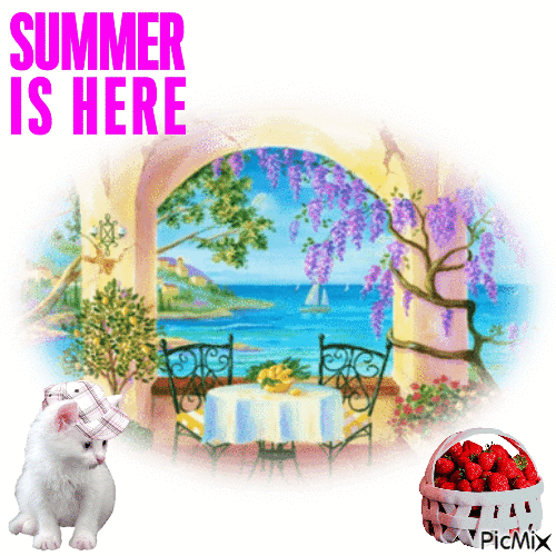 Summer Is Here....With Strawberries - Darmowy animowany GIF