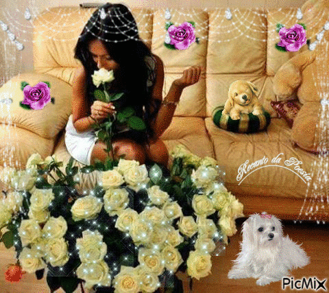 mulher com flores - Darmowy animowany GIF