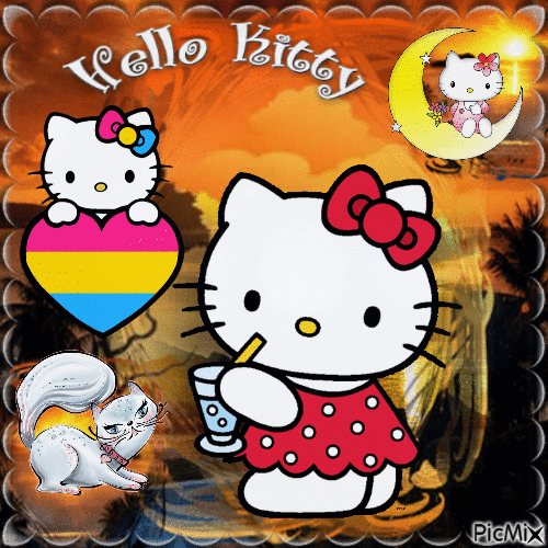 hello Kitty et son cocktail - GIF animate gratis