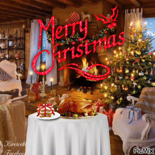 Christmas turkey and cookies - Бесплатни анимирани ГИФ