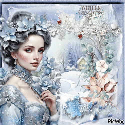 femme hiver - Бесплатный анимированный гифка