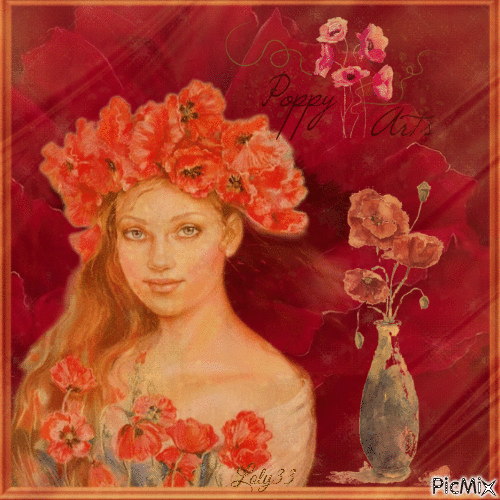 femme coquelicot - Free animated GIF