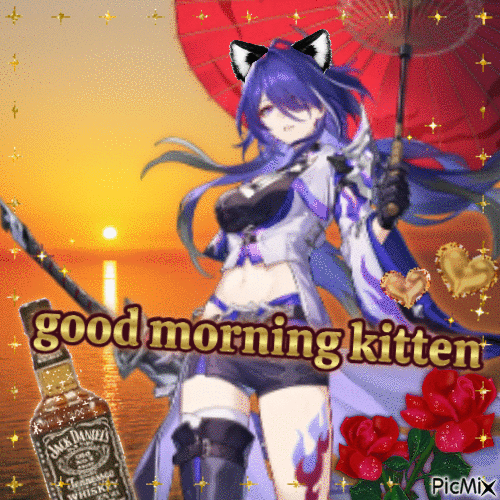 good morning kitten - GIF animé gratuit