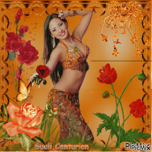 Retrato de mulher - tons laranja - Darmowy animowany GIF