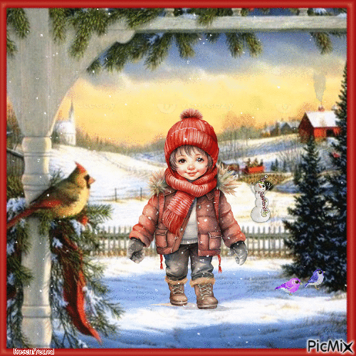 Child in Winter - GIF animado grátis