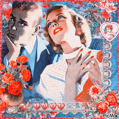 Couple in love in vintage style - Безплатен анимиран GIF