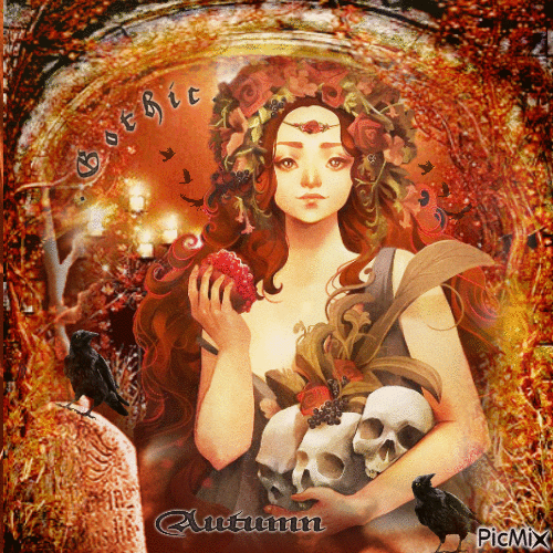 Autumn woman gothic - GIF animé gratuit