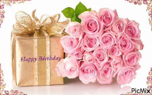 Happy Birthday Roses - Gratis geanimeerde GIF