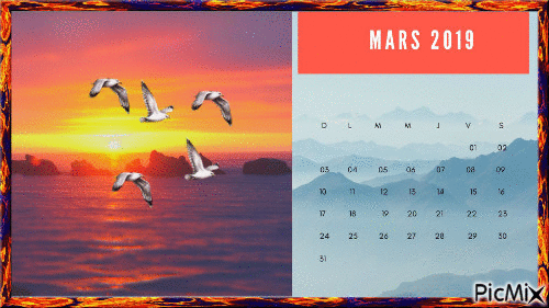 Calendrier Mars 2019 - Ücretsiz animasyonlu GIF