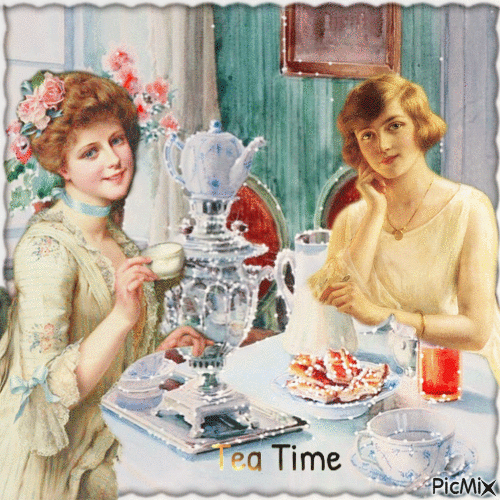 Zeit für Tee - Vintage - GIF animé gratuit