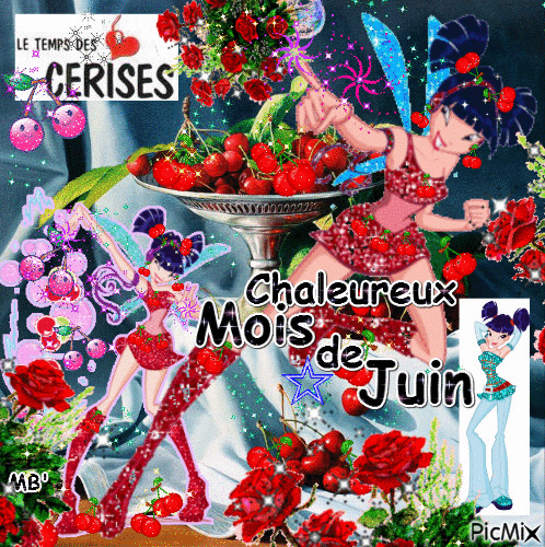 * Griotte - Elfe cabotine du mois des Cerises et des Roses * - Gratis animerad GIF