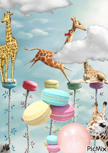 Jirafas en las nubes por tanto dulce - Gratis animerad GIF