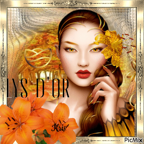 Femme et lys d'or - Fantasy - Δωρεάν κινούμενο GIF