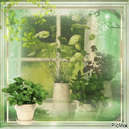 Pflanzen am Fenster - GIF animé gratuit