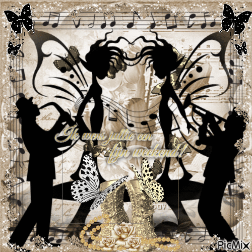 Muziek en Vlinders - Ingyenes animált GIF