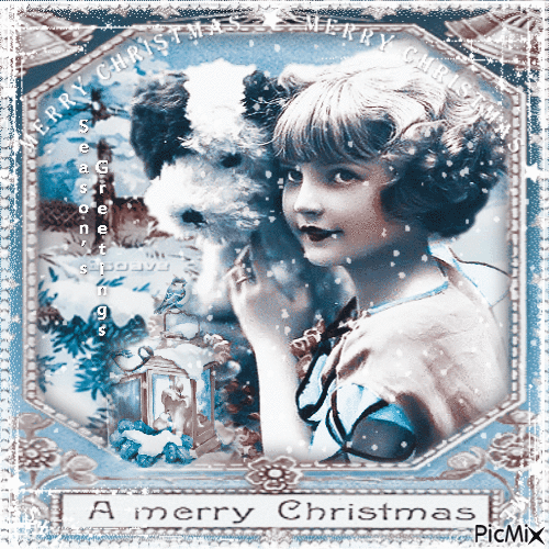 Merry Christmas Blue Brown - Gratis geanimeerde GIF