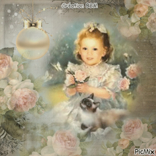 La petite fille aux roses par BBM - GIF animé gratuit