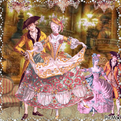Dance ball in the Rococo period - GIF animé gratuit