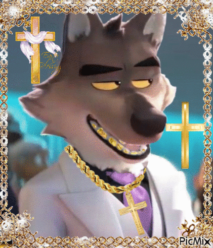 Mr wolf in gold - Gratis animerad GIF