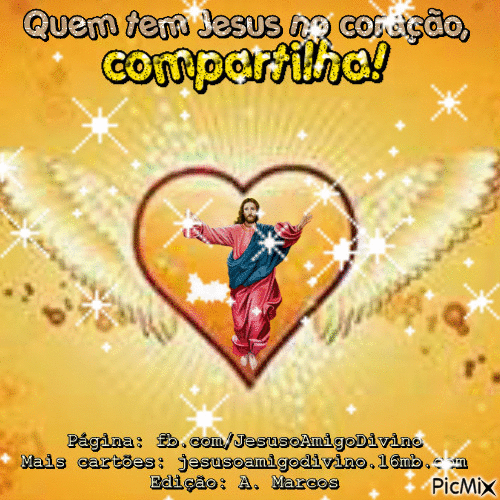 Quem tem Jesus no coração, compartilha! - Darmowy animowany GIF
