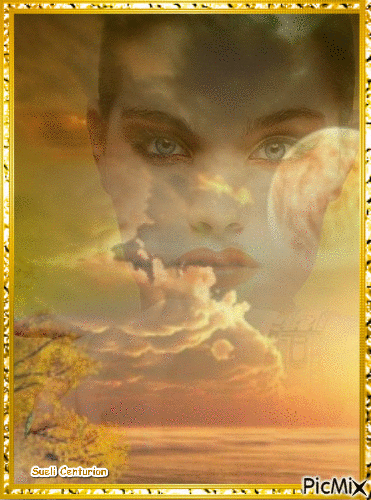 Mulher entre nuvens - Darmowy animowany GIF