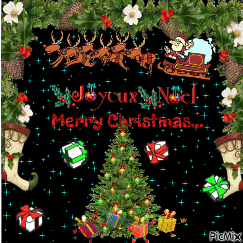 Joyeux Noël/Merry Christmas - Бесплатный анимированный гифка