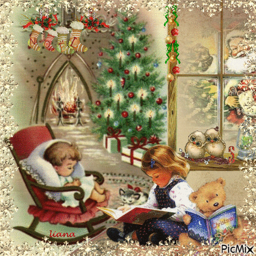 reading a Christmas story... - Δωρεάν κινούμενο GIF