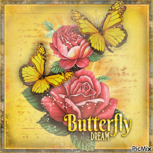 butterfly dream vintage - GIF animé gratuit